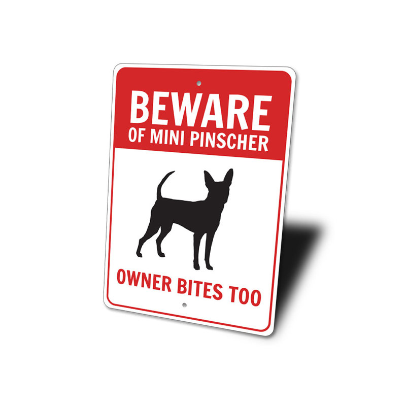 Mini enseigne en aluminium Pinscher, H 18 po x l 12 po x P 0,06 po