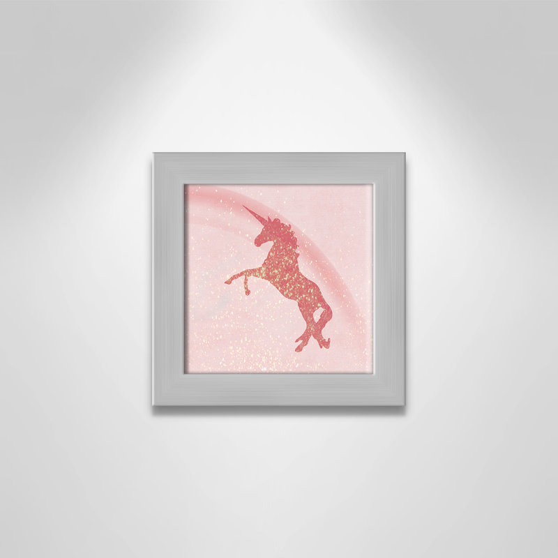 Paillettes licorne 2, H 10 po x l 10 po x P 0,63 po, Encadré plat argent
