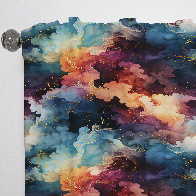 Rideau obscurcissant en marbre bleu et mauve Cosmic Voyage - 1 panneau, L 52 po x L 63 po
