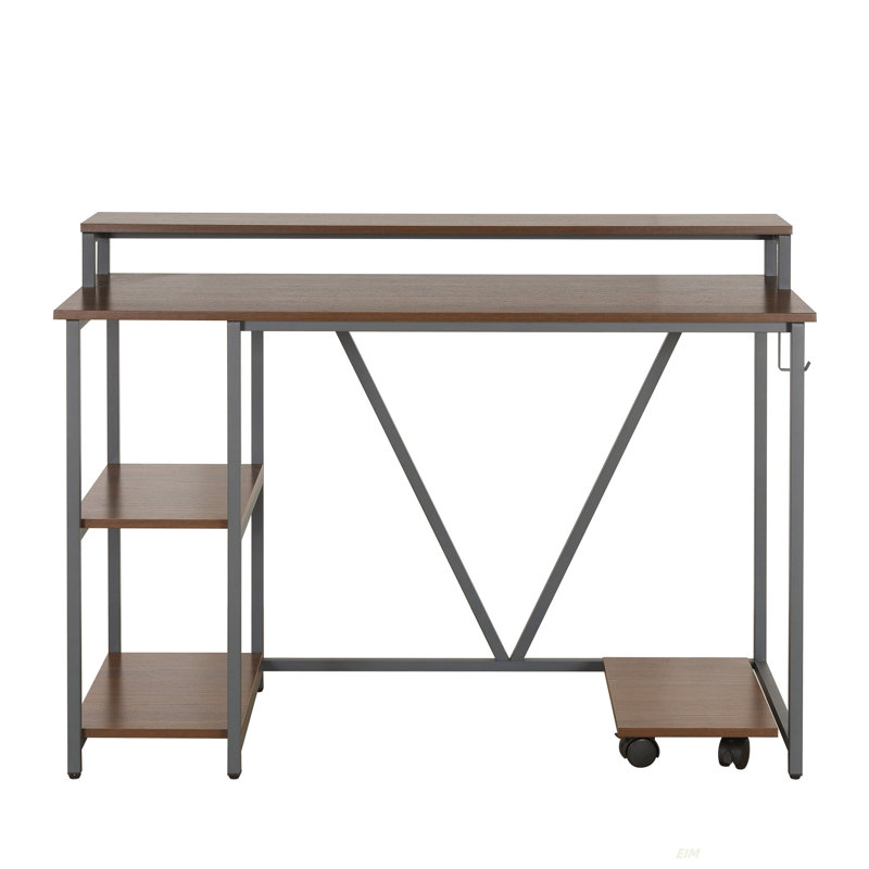 Techni Mobili Industrial Writing Desk(Desk), Walnut/Black