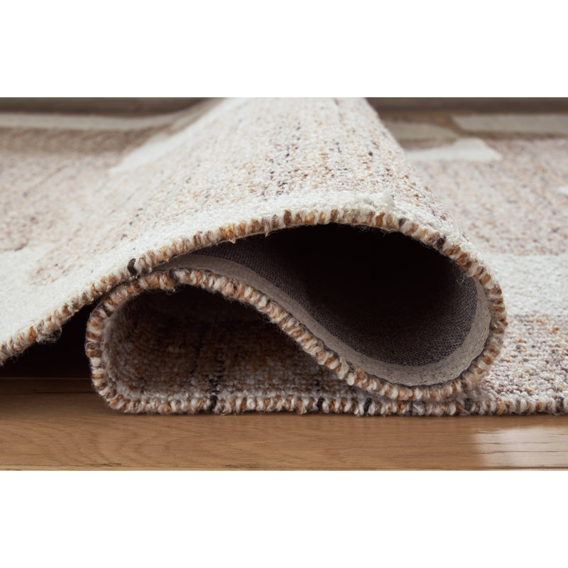 Handmade Abstract Beige and Light Brown Cotton 5' x 7' Rug