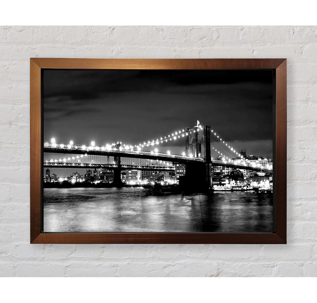 NYC Night Bridge B N W - Einzelne Bilderrahmen Kunstdrucke