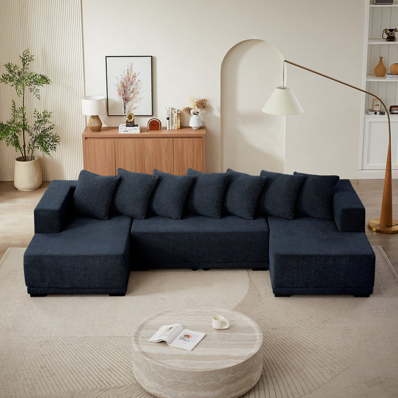 Ensemble de canapé modulaire en U Chenille, Bleu