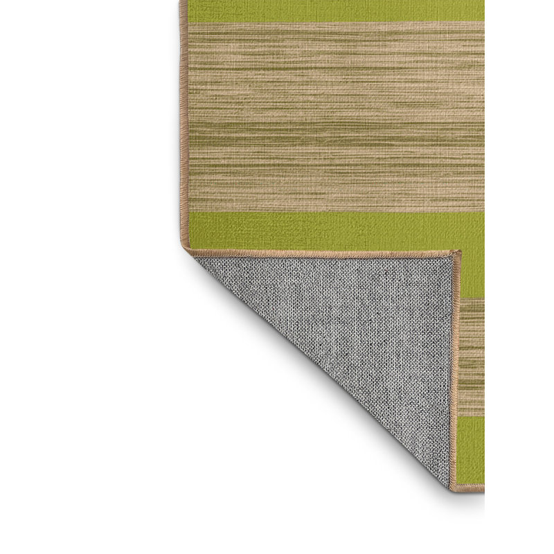 Tapis brun à rayures horizontales lavable à la machine, Rond 4 pi
