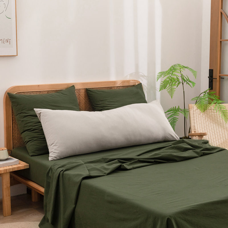 Housse de coussin 100% coton délavé Bestouch, De corps (20 po x 54 po), Lin gris