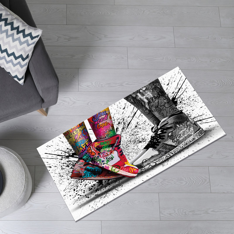 Floral Motif Non Woven Thin Type Printed Rug for Adding a Touch of Sophistication to Your Living Room or Bedroom Decor