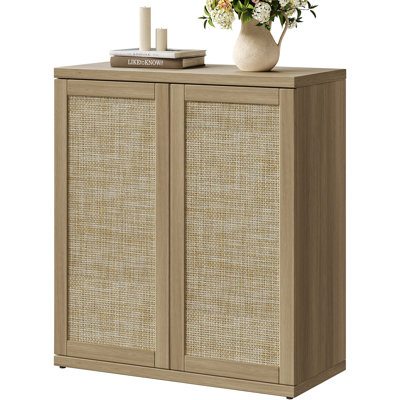 Consiglia 30.5" Bohemian-Inspired Rattan 2-Door Sideboard