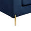Velours bleu avec méridienne, canapé modulaire en forme de L, structure en bois massif sur pieds en métal avec finition dorée, accoudoirs, coussins de dossier et de siège amovibles remplis de mousse, 102,64 po de largeur, 52,19 de profondeur, 32,62 de hauteur-1626850984