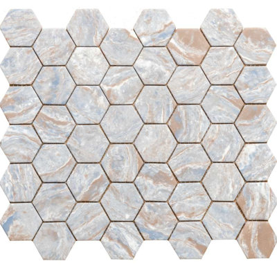 Recycled Honeycomb 1.88" x 1.88" Hexagon Matte Glass Mosaic Wall Tile