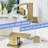 8 Inch Widespread 3 Hole Bathroom Faucet, Stainless Steel, Brushed Gold, Double Lever Design, Side Sink Faucet In Hole, Design