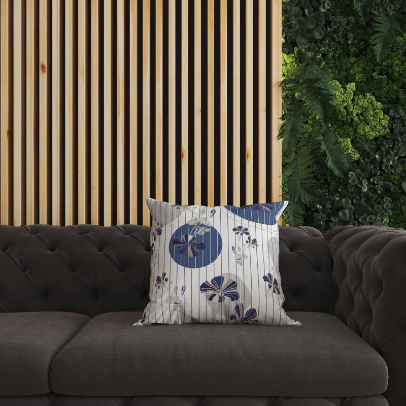 Coussin décoratif réversible intérieur / extérieur Circular Garden, H 16 po x l 16 po, Bleu/blanc/vert