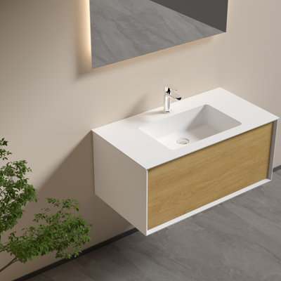 Arpil 35.3'' Single Bathroom Vanity with Resin Top