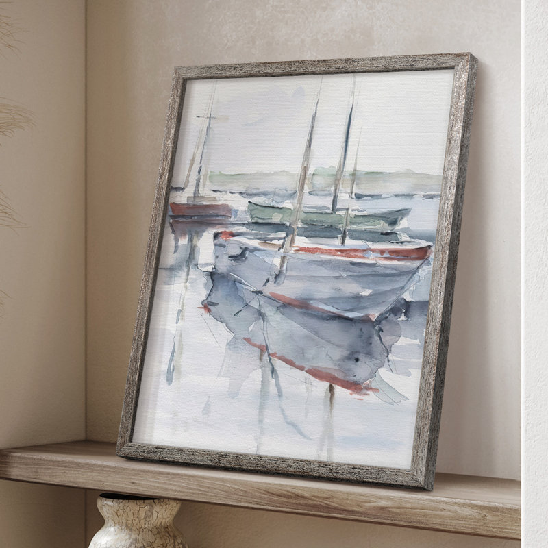 Watercolor Harbor Study I, reproduction encadrée - bois massif, H 11 po x l 9 po