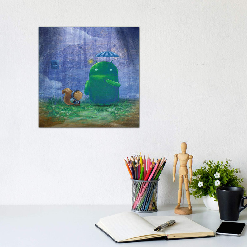 «Robot Rain» par Martin Hsu - reproduction d'art, H 12 po x l 12 po x P 0,75 po, Toile tendue, Pas de tapis