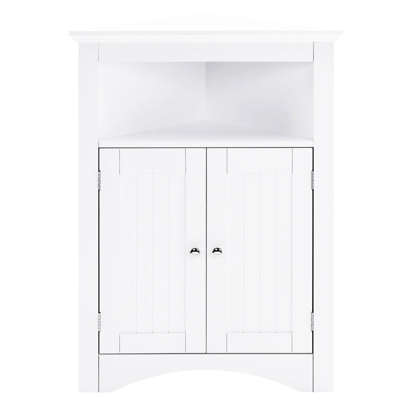 Armoire de coin pour salle de bain blanche, profondeur de 24 pouces, 26,4 lb, tablettes réglables, buffet multifonctionnel facile à assembler et à nettoyer pour la salle de bain, les planches, imperméable