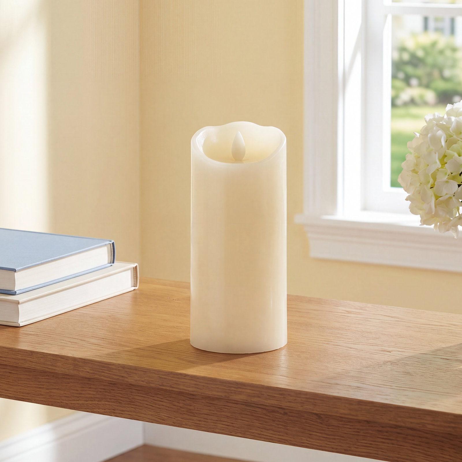 Realistic Flame LED Pillar Candle, 6"L x 3"W