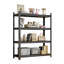 Support de rangement en métal à 4 couches, tablettes de garage, cloison à hauteur réglable, convenant au salon, à la cuisine, au magasin d'alimentation, au garage. Noir, nécessite un assemblage, H 44,10 po x L 39,40 po x P 13,80 po-1573790004
