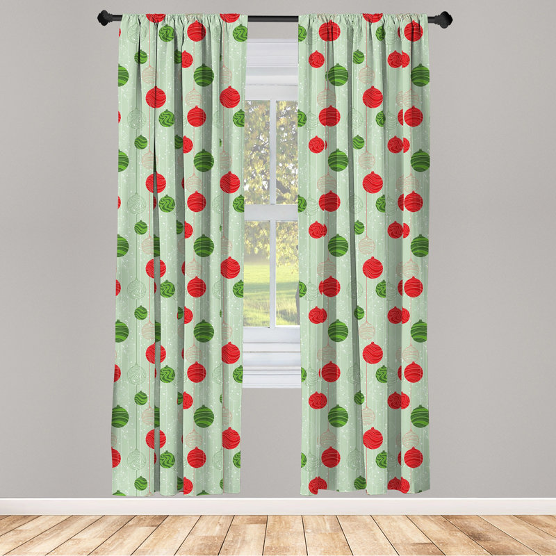Christmas Striped Semi-Sheer Rod Pocket Curtain Panels, 28" x 95"
