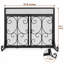 Pare-feu plat de 96 cm (37,8 po) avec portes, cadre en fer forgé et motif à volutes