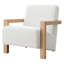 Fauteuil d'appoint Bryant en tissu bouclé ivoire avec structure en bois d'hévéa