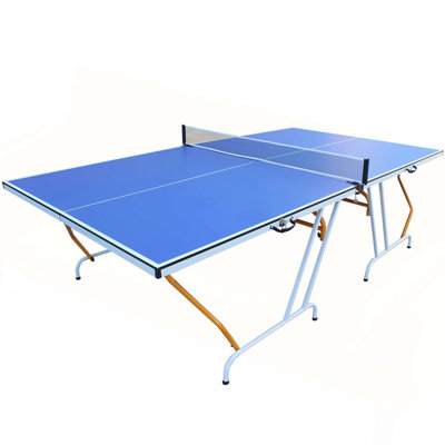 9ft Mid-Size Table Tennis Table Foldable & Portable Set with Net, Paddles, and Balls for Indoor Games