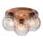 16.5" 3-Light Rustic Farmhouse Flush Mount Ceiling Light with Hammered Amber Glass, Solid Oak Canopy, E26 LED Compatible