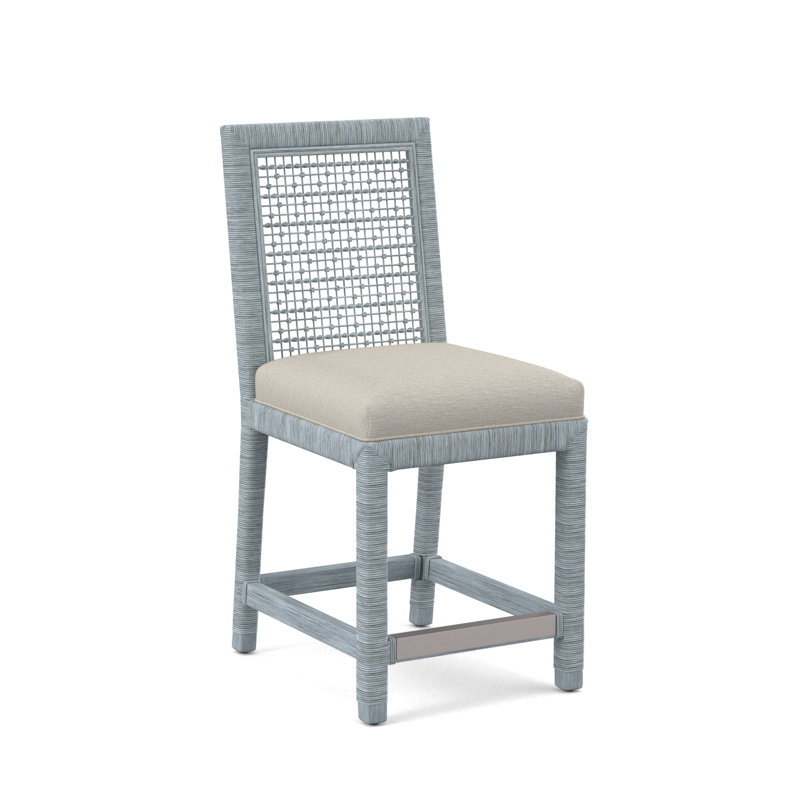 Tabouret de comptoir 24 po Scotia Glinda, Tissu performance blanc 0851-94, Verre d'eau