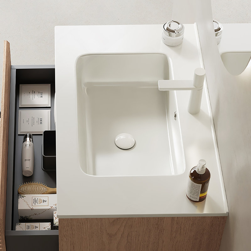 Lavabo de salle de bain 30 "sans armoire, avec lavabo en céramique blanche