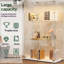 48.5" Glass Display Cabinet With 2 Shelves, Floor Standing Curio Display Cabinets With LED And 2 Doors, Modern Display Case For Living Room Bedroom-1551042228