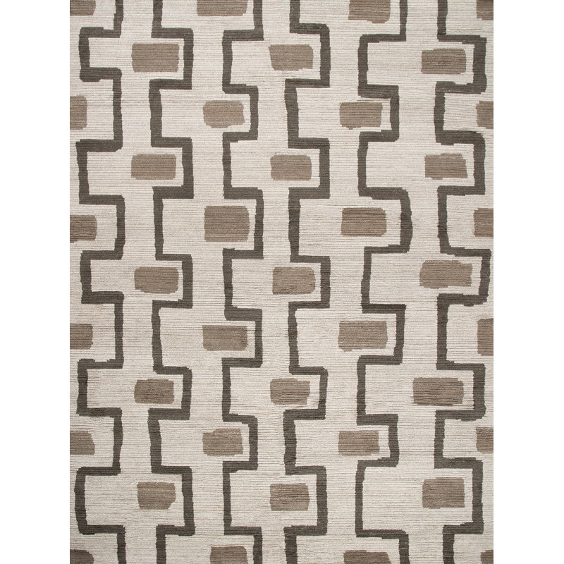 Bariloche Collection Hand Knotted Wool Geometric Shapes Area Rug, Runner 3' x 7'