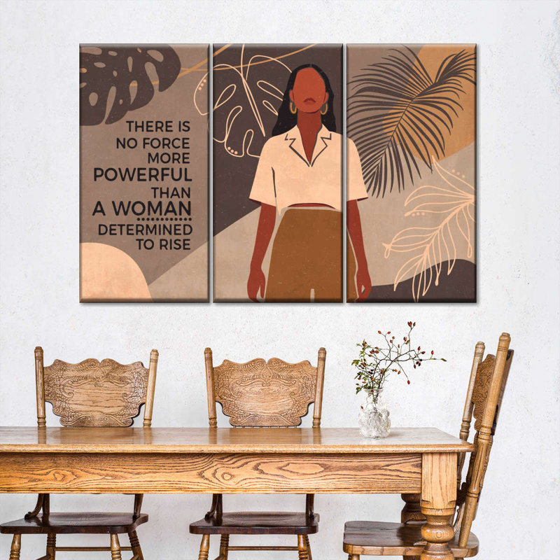 Femme noire, citation sur toile, ensemble de 3 pièces, H 28 po x l 45 po x P 1,25 po