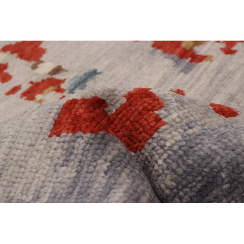 Tapis multicolore noué à la main de conception unique 6 pi 7 po x 10 pi 0 po One Of Kind