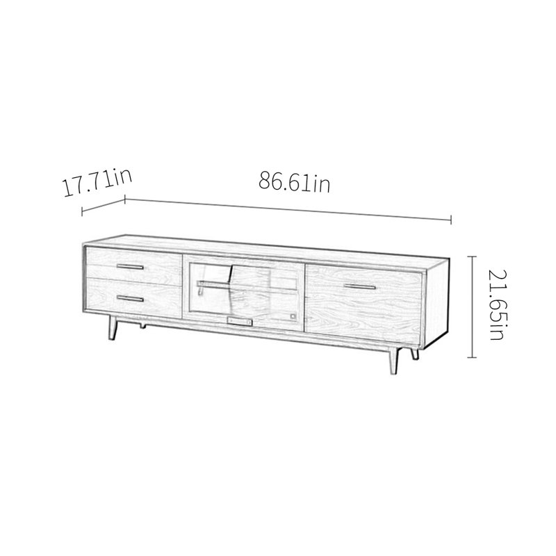 Meuble télé nord-américain en noyer noir, H 21,65 po x L 86,61 po x l 17,71 po