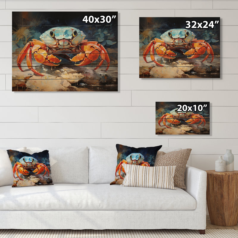 «Sim Crab Coastal Guardian», collage sur bois, H 30 po x l 40 po x P 0,78 po