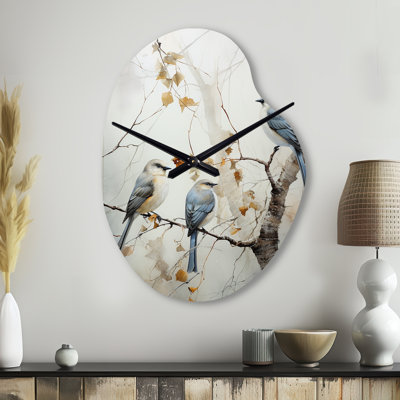 Bird Silent Watcher II - Bird Asymmetrical Metal Clock, Modern Irregular Shape Wall Clock Print