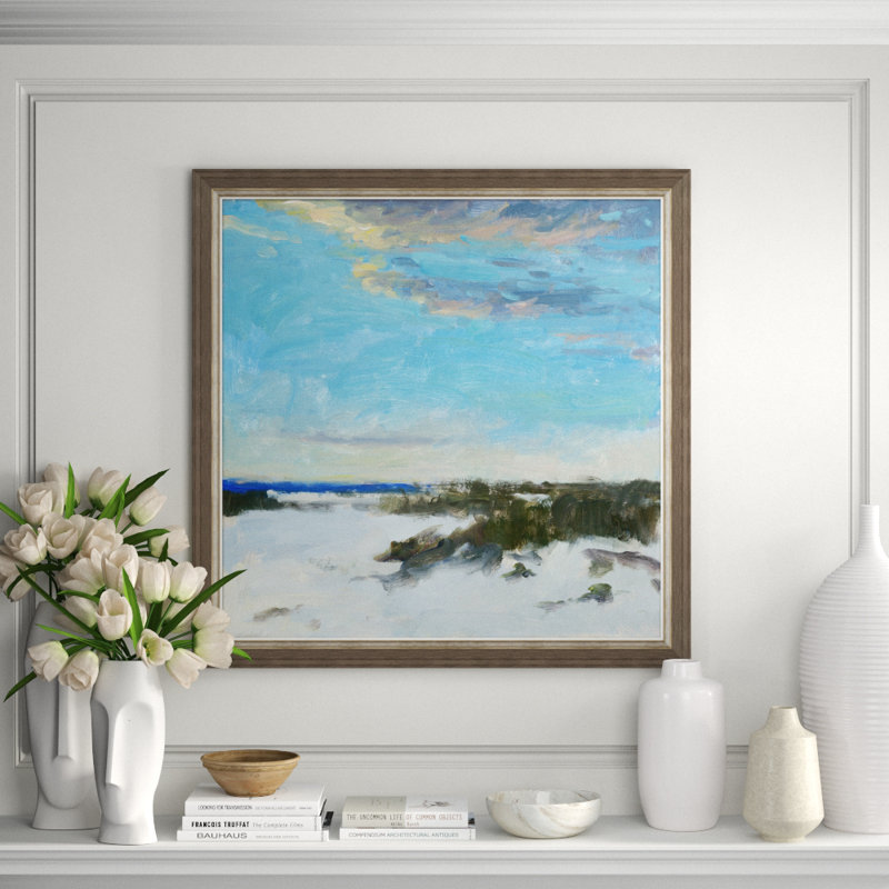 By The Shore Giclee On Canvas, Gray Paper Framed, 41" H x 41" W x 1.25" D