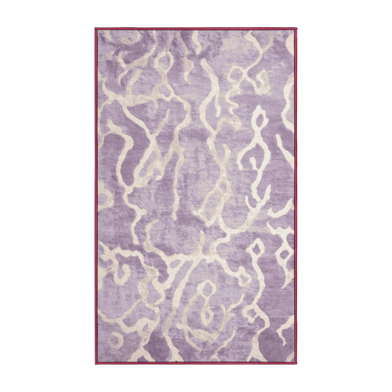 Tapis beige soyeux et moelleux, Rectangle 2 pi x 3 pi