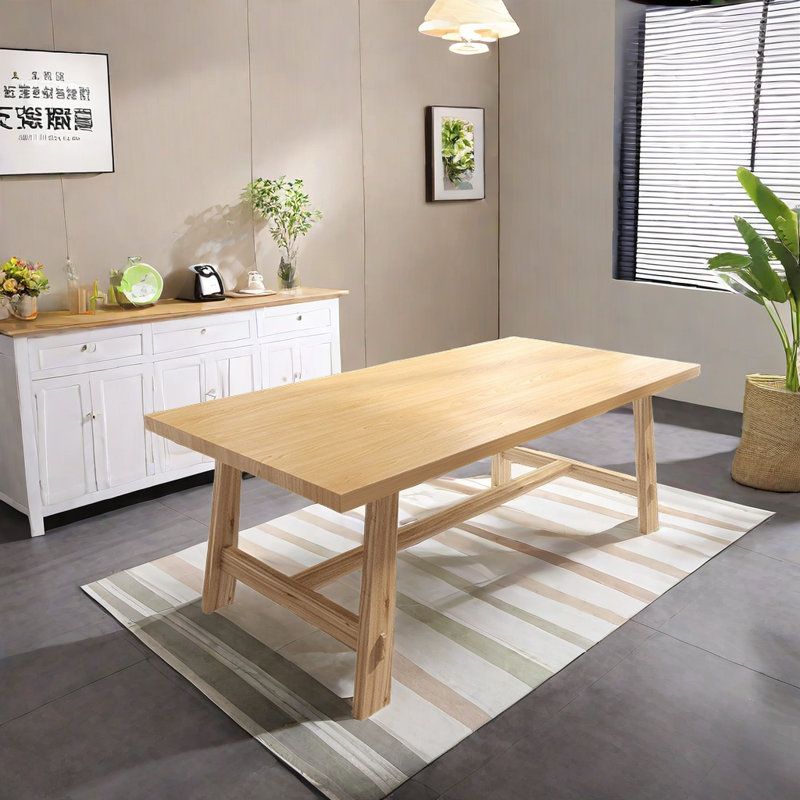 Nataija Ash Solid Wood Dining Table, 29.52"H x 78.74"L x 35.43"W
