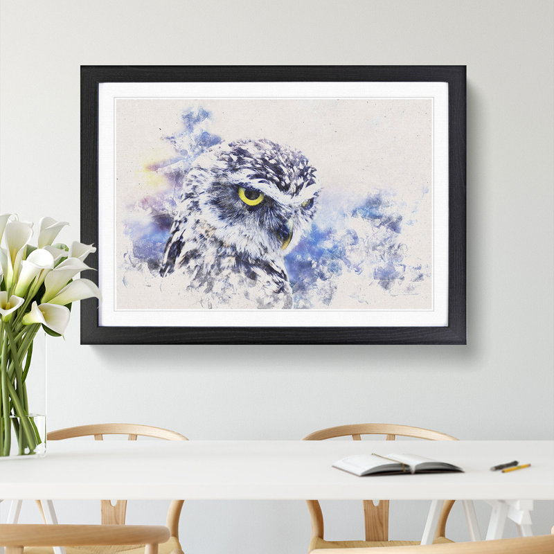 Owl in Nepal - Framed Print, 33cm H x 45cm W x 2cm D, Black Framed