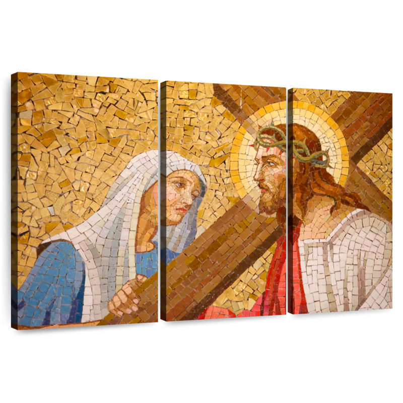 Adella, Jésus-Christ et Marie, mosaïque, H 28 po x l 45 po