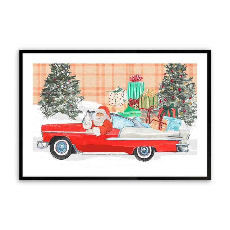Imprimé convertible du père Noël, H 17 po x l 21 po, Cadre noir satiné