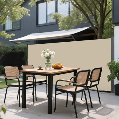 And Waterproof Retractable Side Screen Awning, Privacy For Balcony, Garden, Courtyard, Beige, 118" X 63", Filler, Aluminum Frame Parts , Courtyard Privacy, Frame, Installation Tools