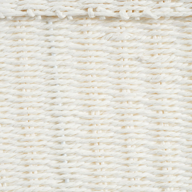 Small Wicker Basket with Lid in Handwoven Paper Rope and Steel Frame, White
