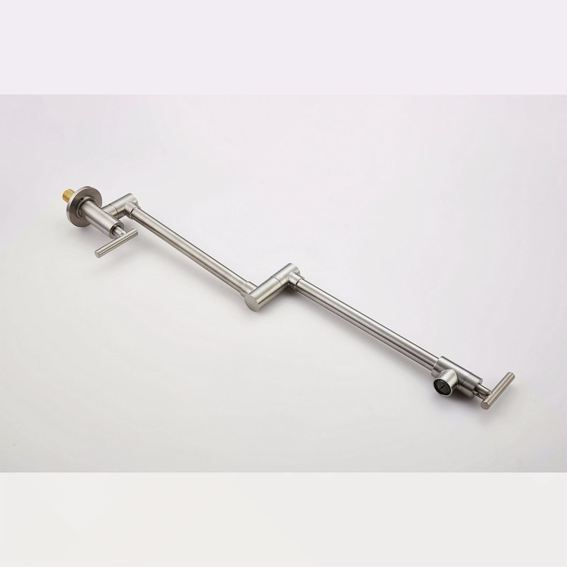 Wall Mount Folding Kitchen Pot Filler Faucet, Brushed Nickel