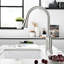 Brushed Nickel Bridge Kitchen Sink Faucet, Pull-Down , 3 Holes 2 Handles, Functional Hole Faucet With Pull-Down, Nickel, Materials