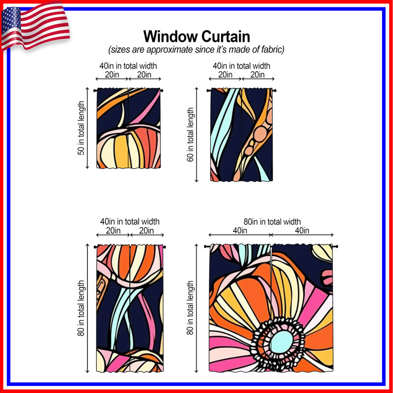 Motif de rideaux de fenêtre à motif floral transparent et obscurcissant - 2 panneaux, 40 po x 60 po - 2 panneaux, Transparent