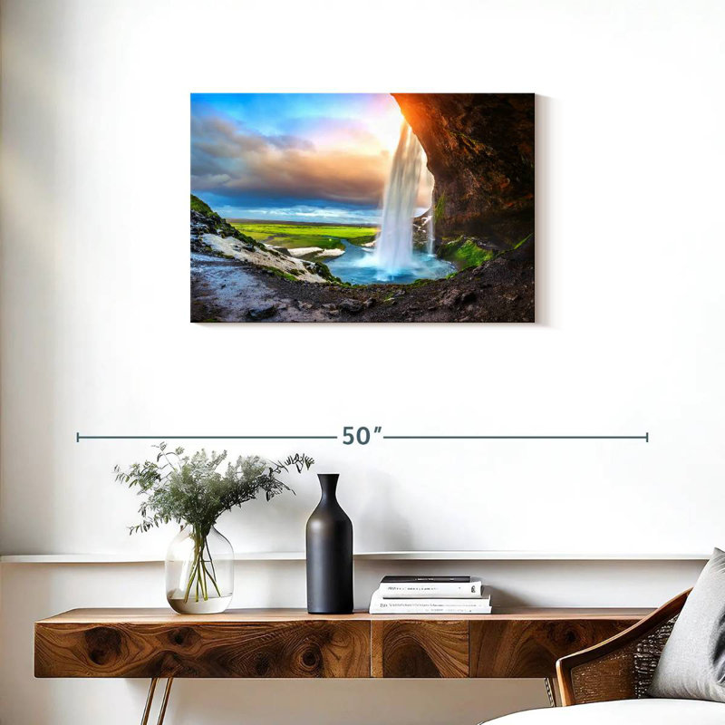 Alvord Brilliant Seljalandsfoss Sunset, H 20 po x l 30 po