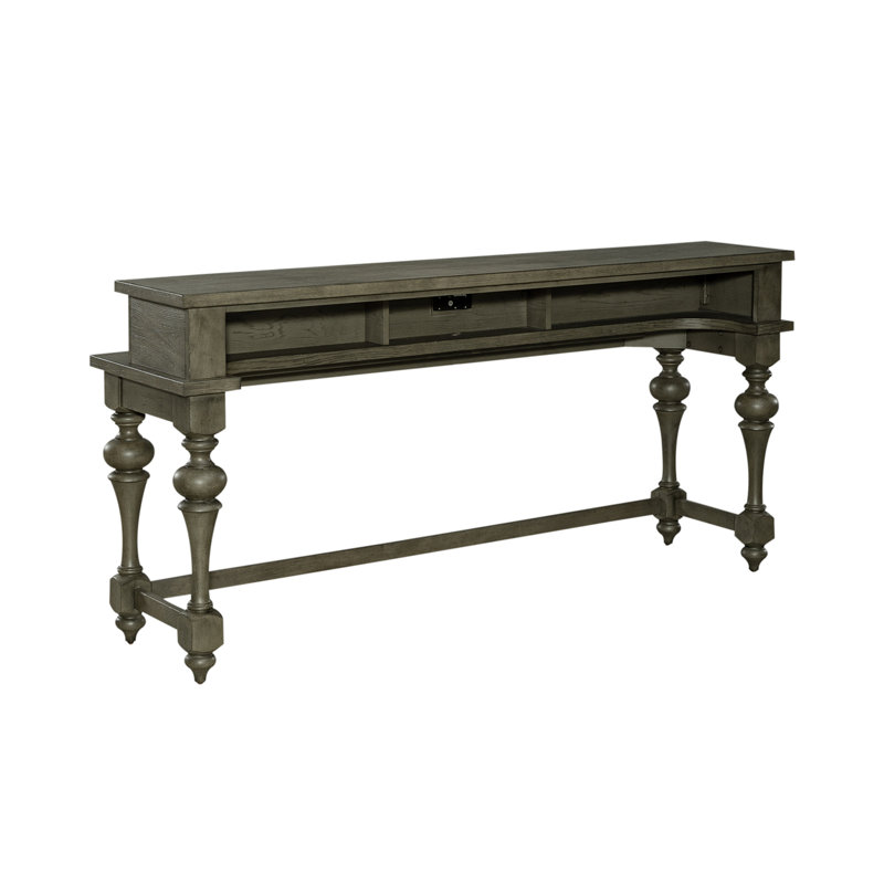 Aisja 76" Console Table Set w/ Three Upholstered Stools & USB Charging Station