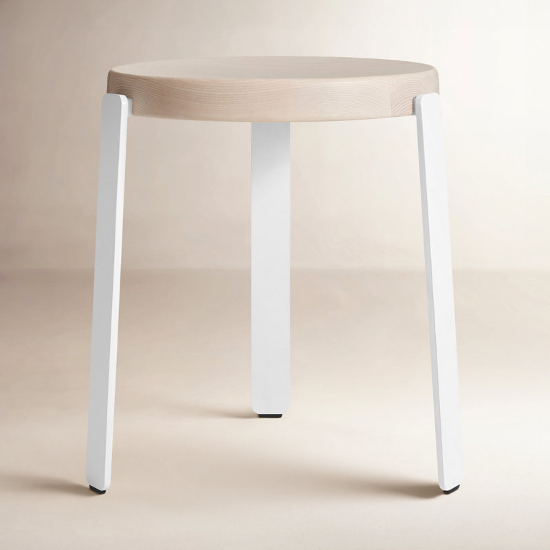 Unit Accent Stool, Whitewashed Ash/White