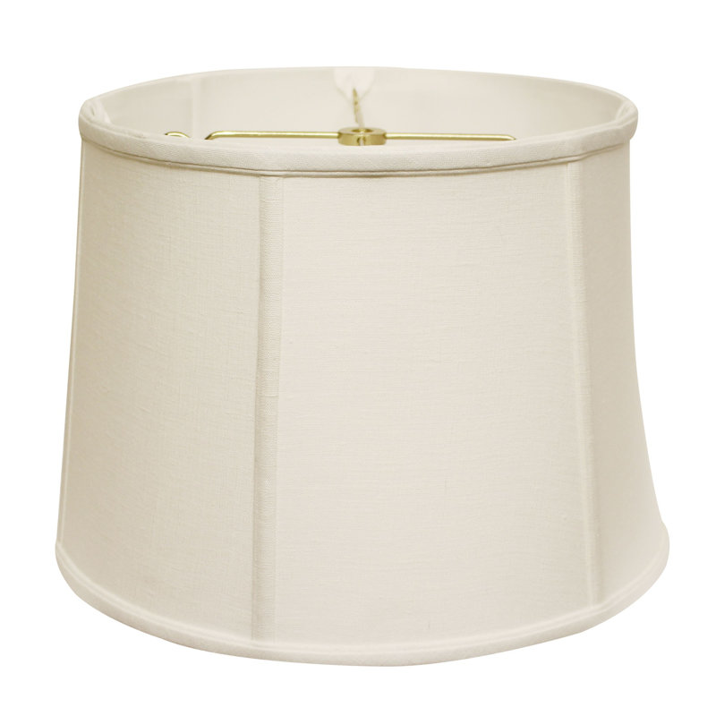 Abat-jour tambour en lin blanc, Beige, H 11 po x l 16 po x P 10 po